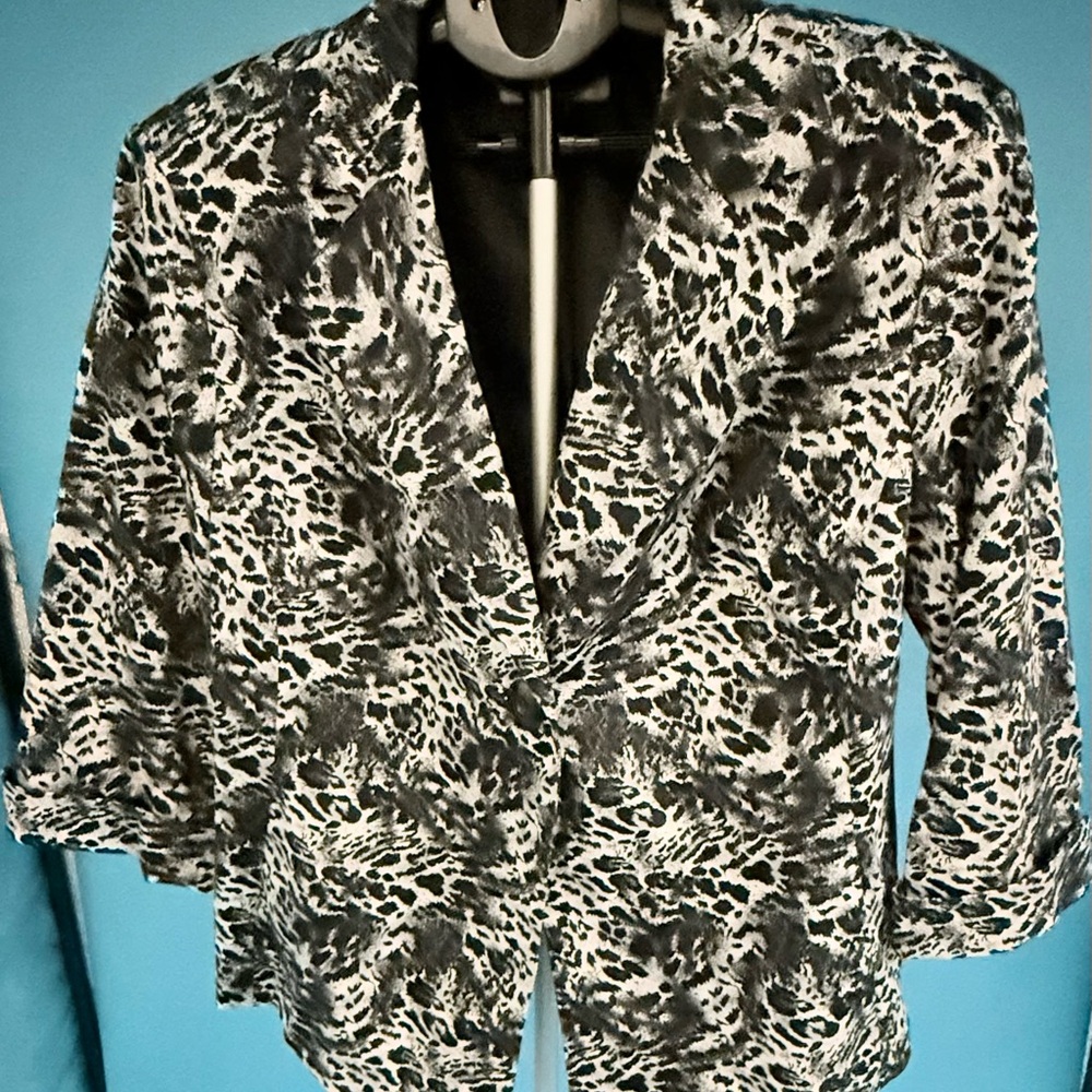 John Meyers Stylish Black and Gray  Print Lined Women's Jacket 18W NEW Church